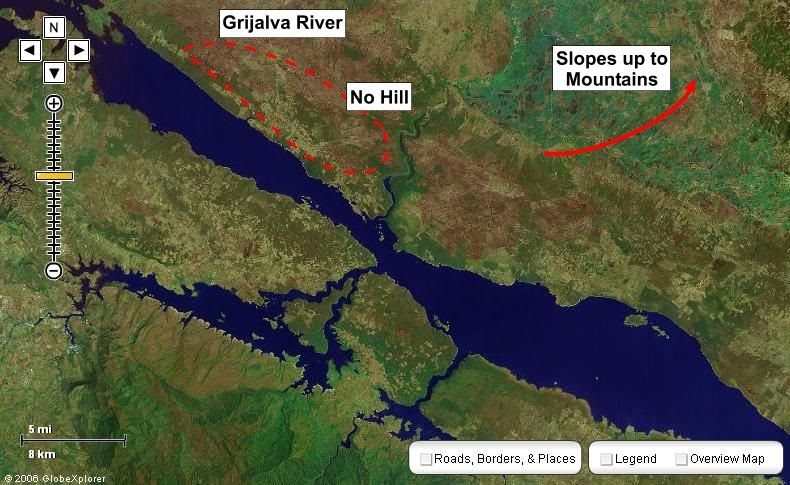 Grijalva River showing no hill east of the river