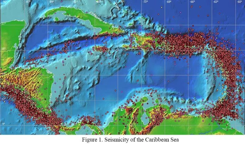 Earthquake Locations Around the Carribean